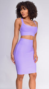 Milly Lavender Purple Bandage Top And Skirt Set